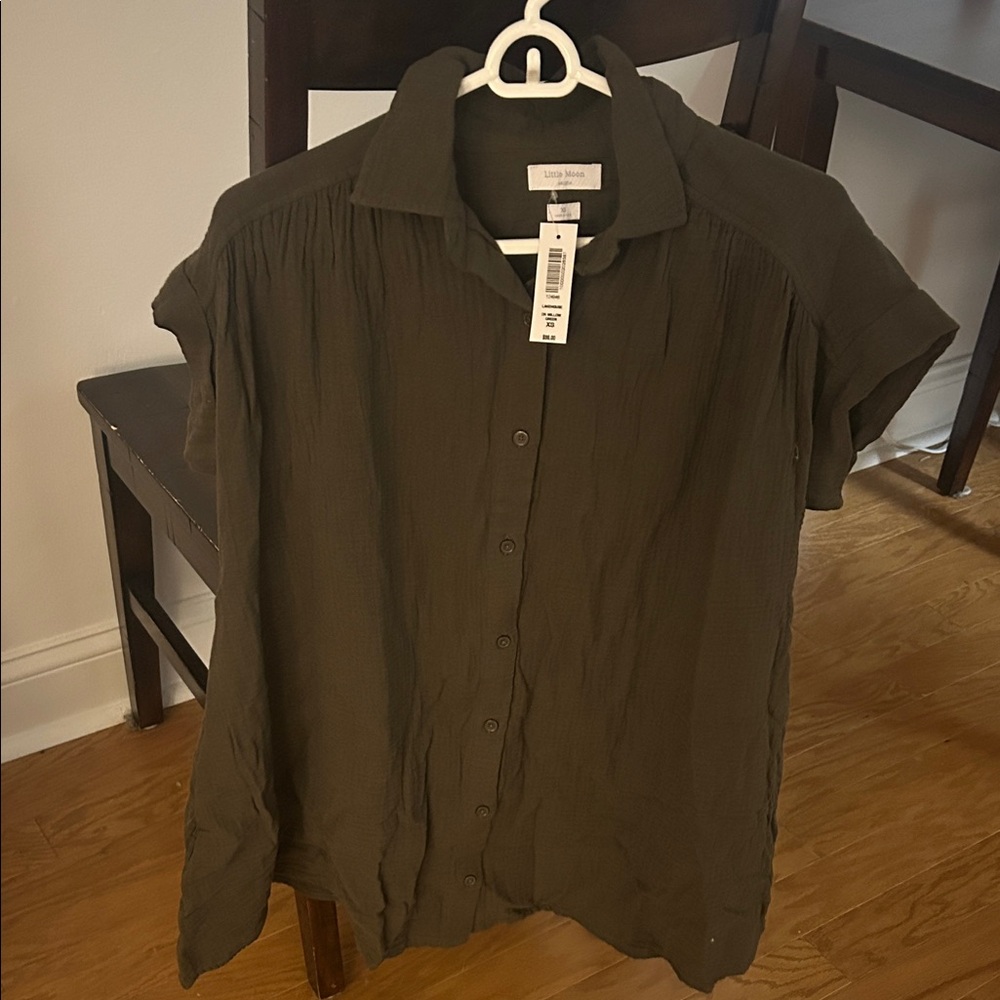 Aritzia lakehouse shirt dress in dark willow green - XS